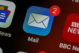 A phone screen showing a mail app with two notifications