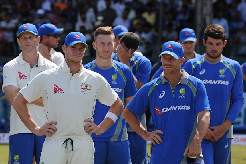 Steve Smith and David Warner look on after Sri Lanka whitewash