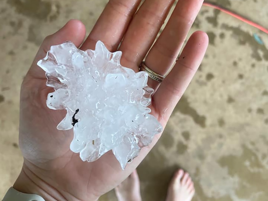 A fist-sized hailstone that fell in Kingsthorpe