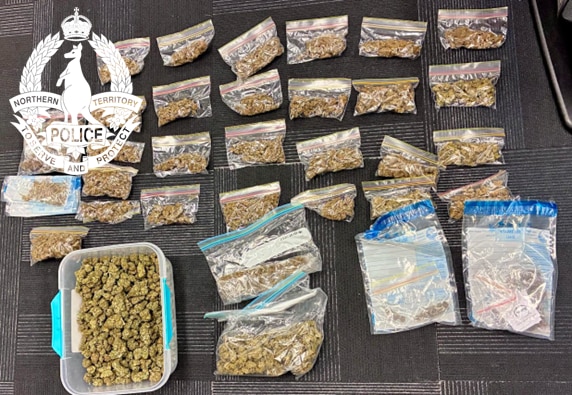 A large collection of bags full of cannabis, laid out on a carpet.