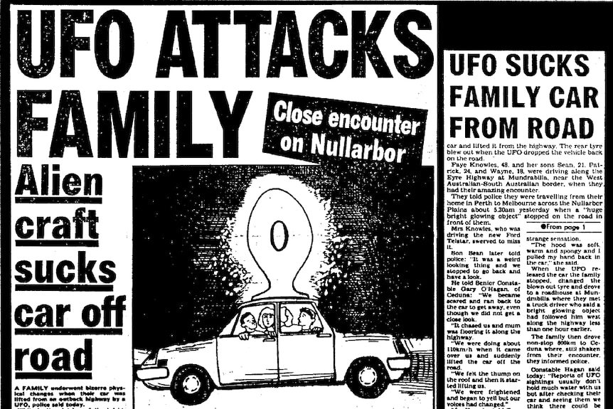 A newspaper report from Sydney's The Daily Mirror on a UFO incident.