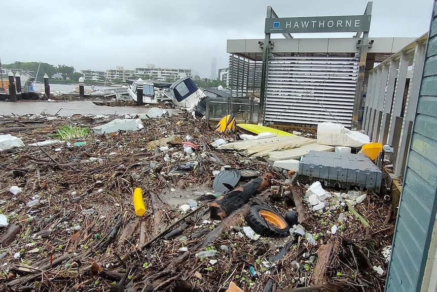 Rubbish piled up outside Hawthorne Ferry terminal