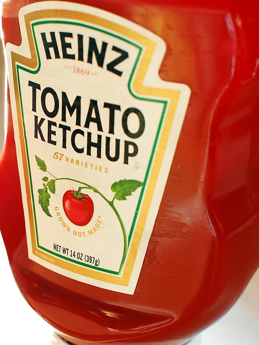 A Heinz ketchup bottle.