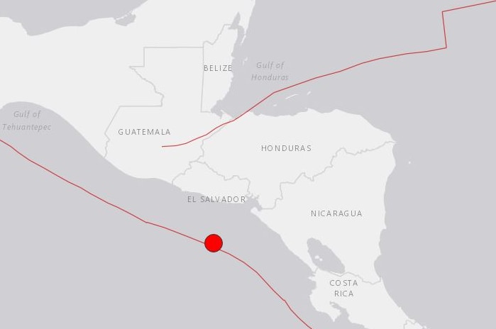 USGS Image location of El Salvador magnitude-7.2 quake