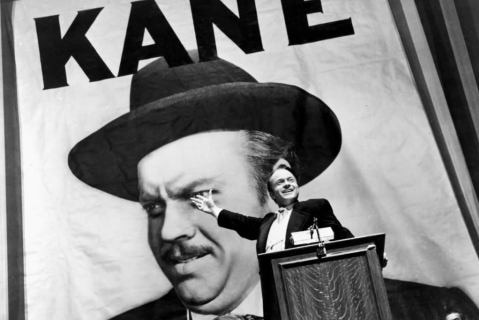 A scene from Citizen Kane, featuring Orson Welles as Charles Foster Kane.