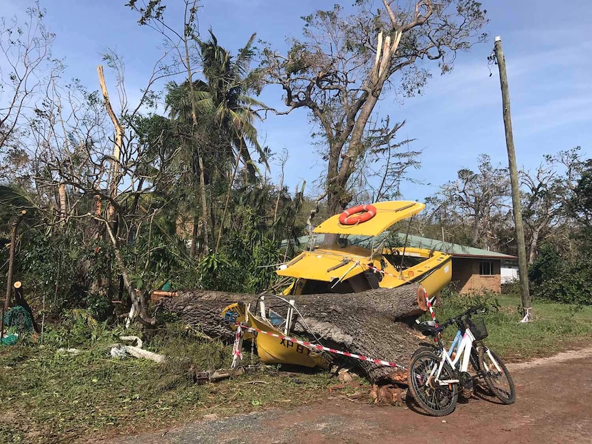 Cyclone damage at Dingo Beach, north of Airlie Beach.