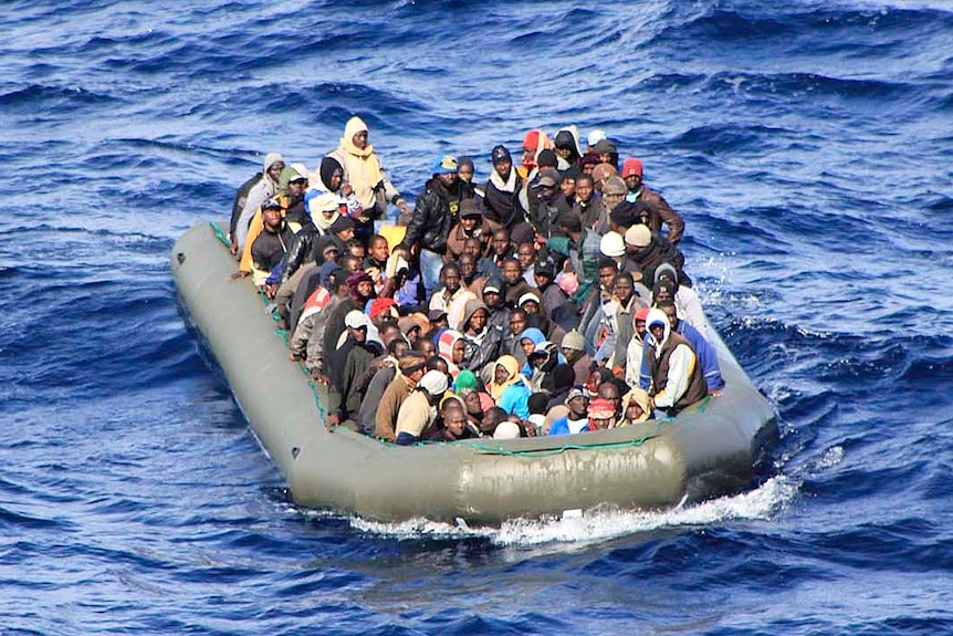 North African migrants at sea