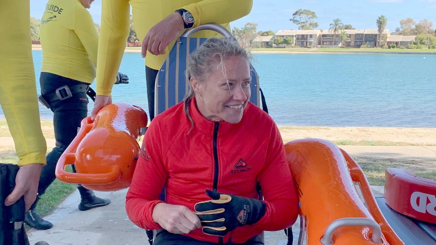 Marine biologist Yvette Eglinton sits in a specially designed wheelchair.