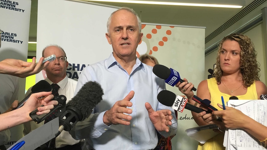 Malcolm Turnbull talks to reporters