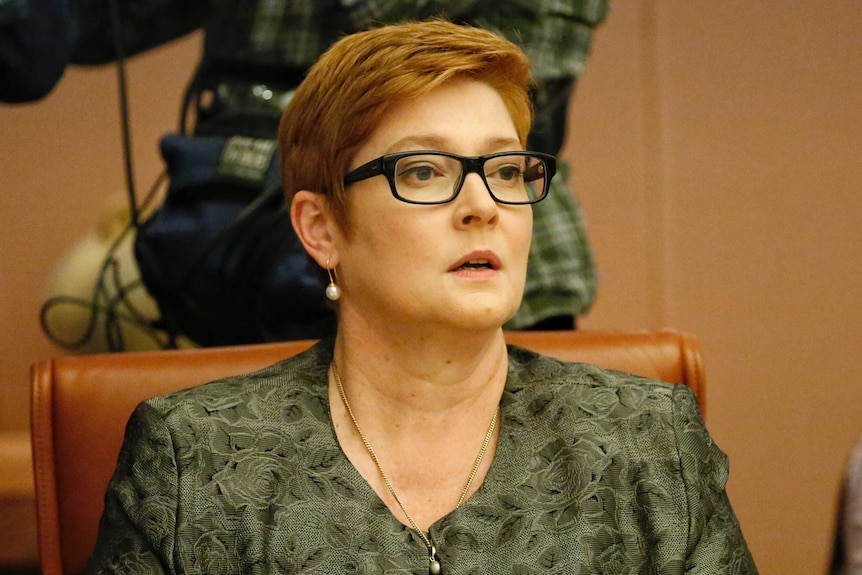 Defence Minister Marise Payne at a cabinet meeting