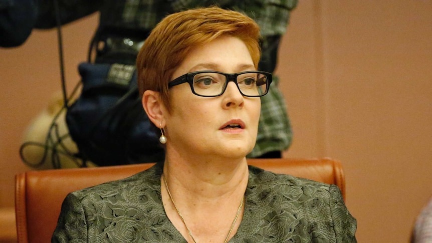 Defence Minister Marise Payne at a cabinet meeting