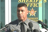 Santa Fe County Sheriff Adan Mendoza speaks to the media.