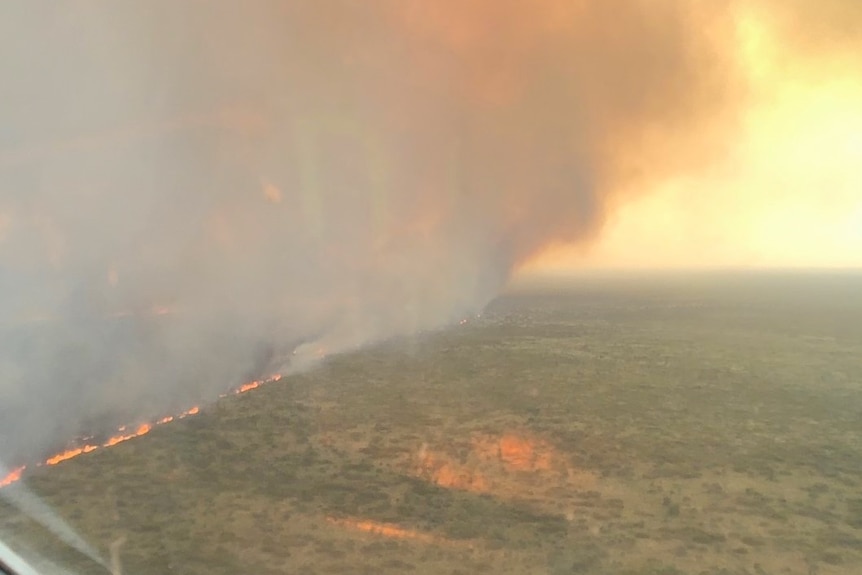 an aerial view of a bushfire