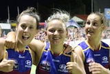 Brisbane Lions Womens players celebrate win over Adelaide