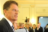 Ted Baillieu speaks to the media at Parliament House