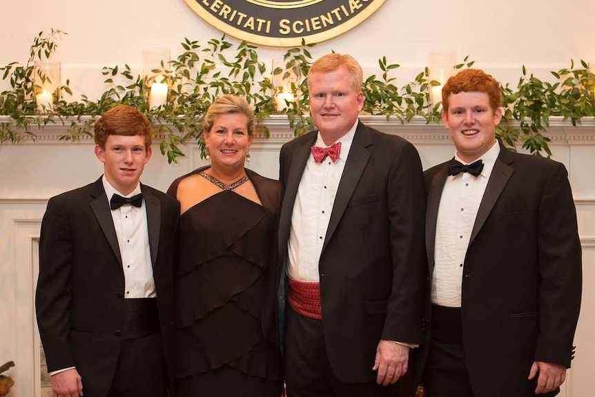 A family in evening dress 