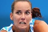 Gajdosova plays a shot at Sydney International