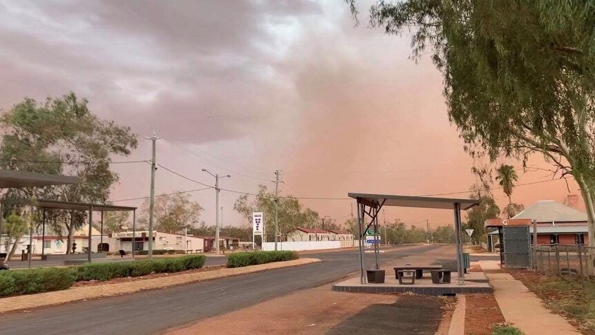 Dust haze over the town of Thargomindah