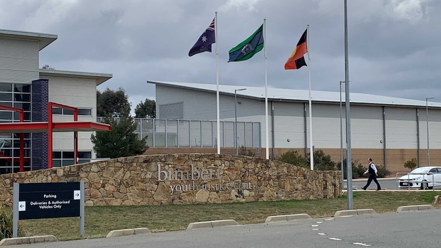 The front of Bimberi youth detention centre on an overcast day.