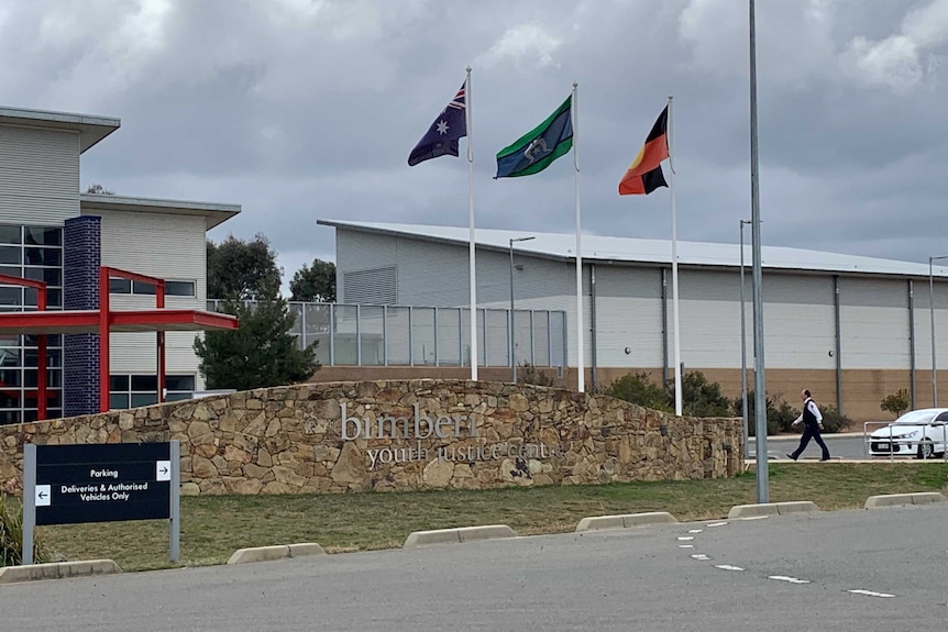 The front of Bimberi youth detention centre on an overcast day.