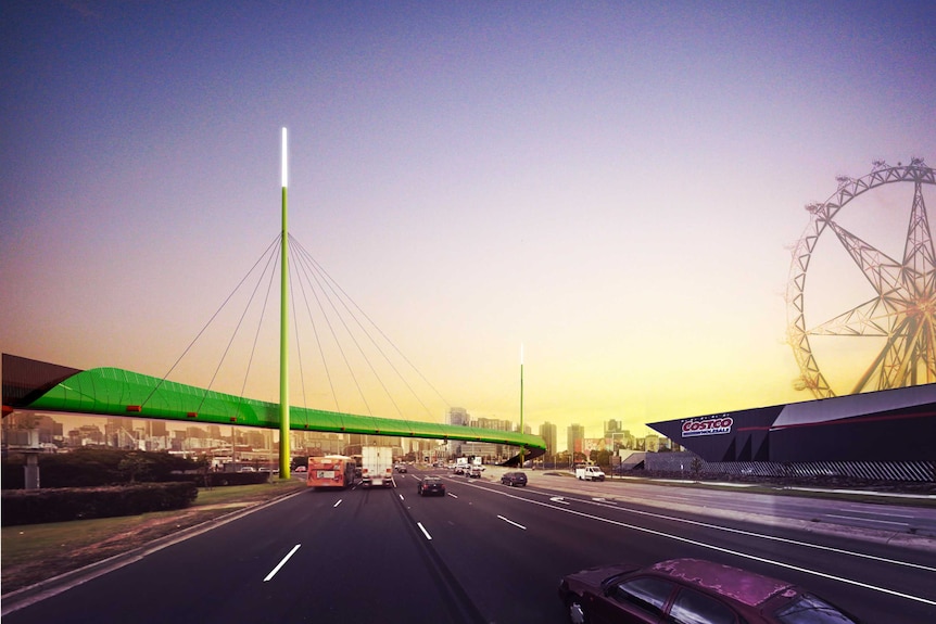 An artist's impression of a proposed elevated cycling path over Footscray Road, in Melbourne's inner west.