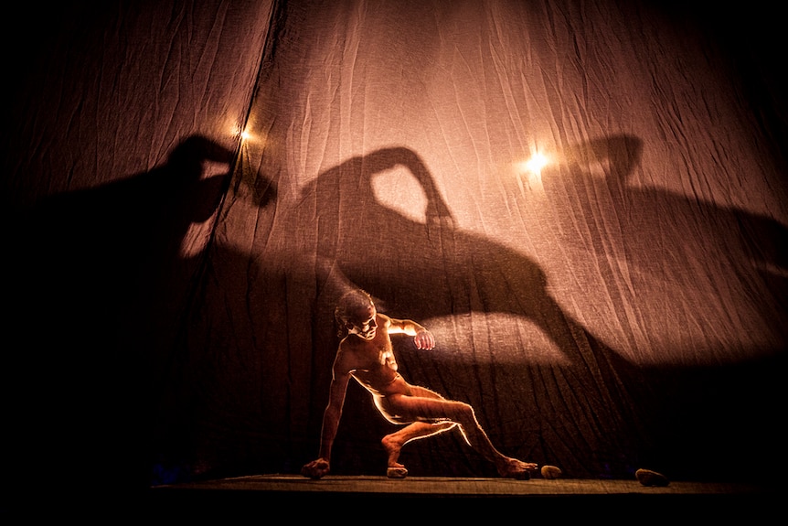 Colour photo of dancer and performance artist Paul Walker performing at Day for Night 2018.