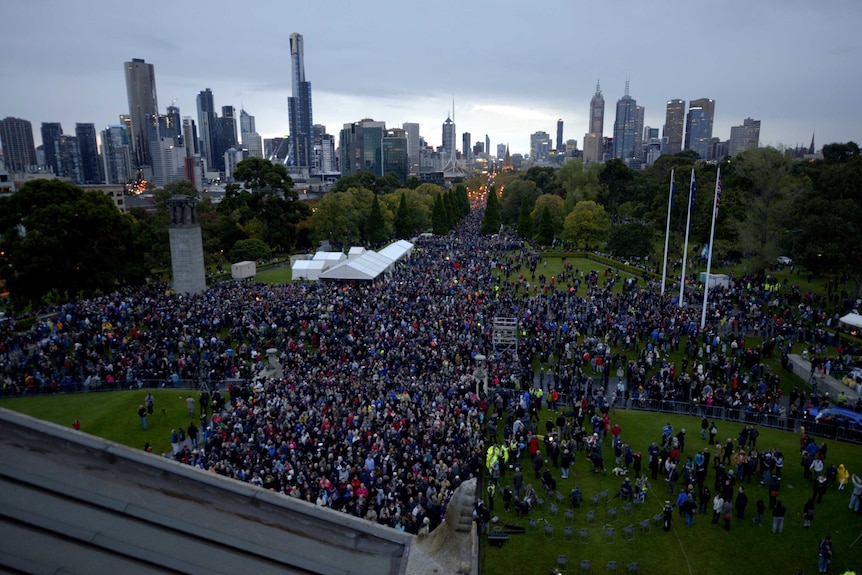 Organisers said they were expecting a record crowd at this year's Melbourne dawn service.