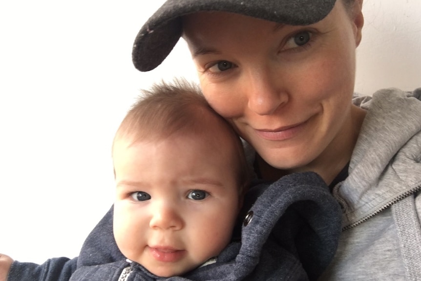 Renee Knight and son Hamish.