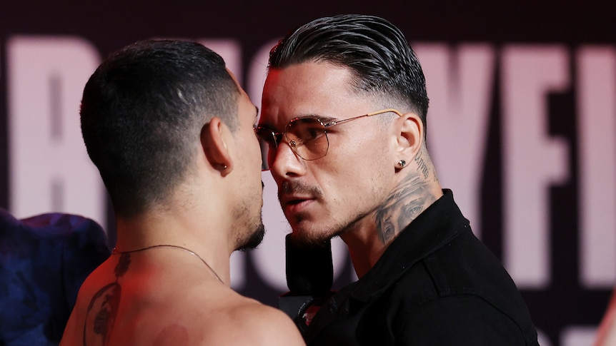 George Kambosos stares at Teofimo Lopez