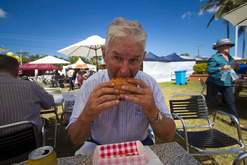 Bob Dent samples local cuisine at Beef Australia 2015