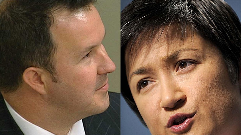 Composite image of David Bushby and Penny Wong