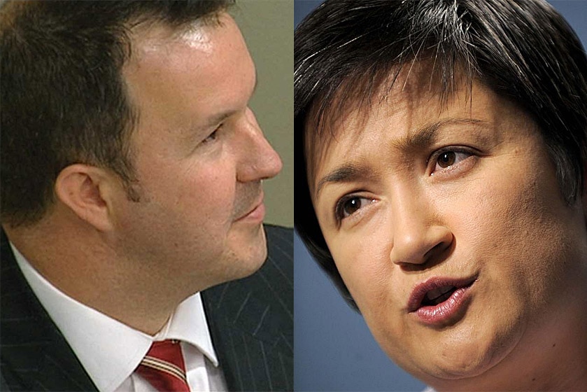 Composite image of David Bushby and Penny Wong