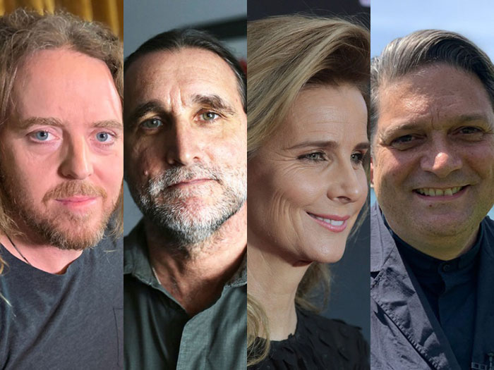 Composite headshot photos of Tim Minchin, Leif Cocks, Rachel Griffiths and Wesley Enoch.