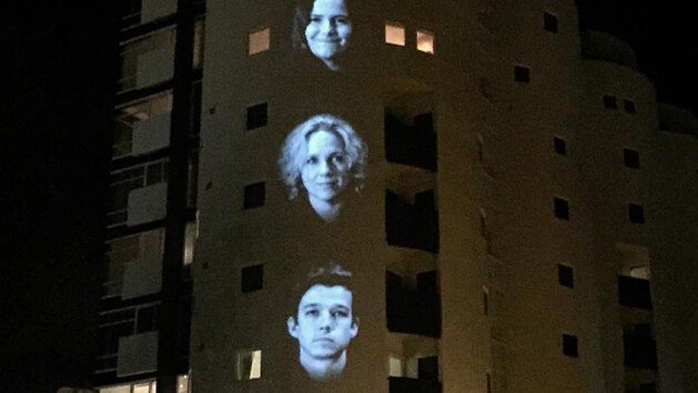 A light projection as part of Festival of Voices in Hobart, Tasmania.