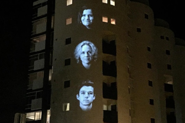 A light projection as part of Festival of Voices in Hobart, Tasmania.