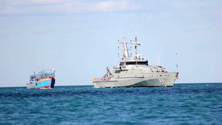 Asylum seeker boat in Broome under tow