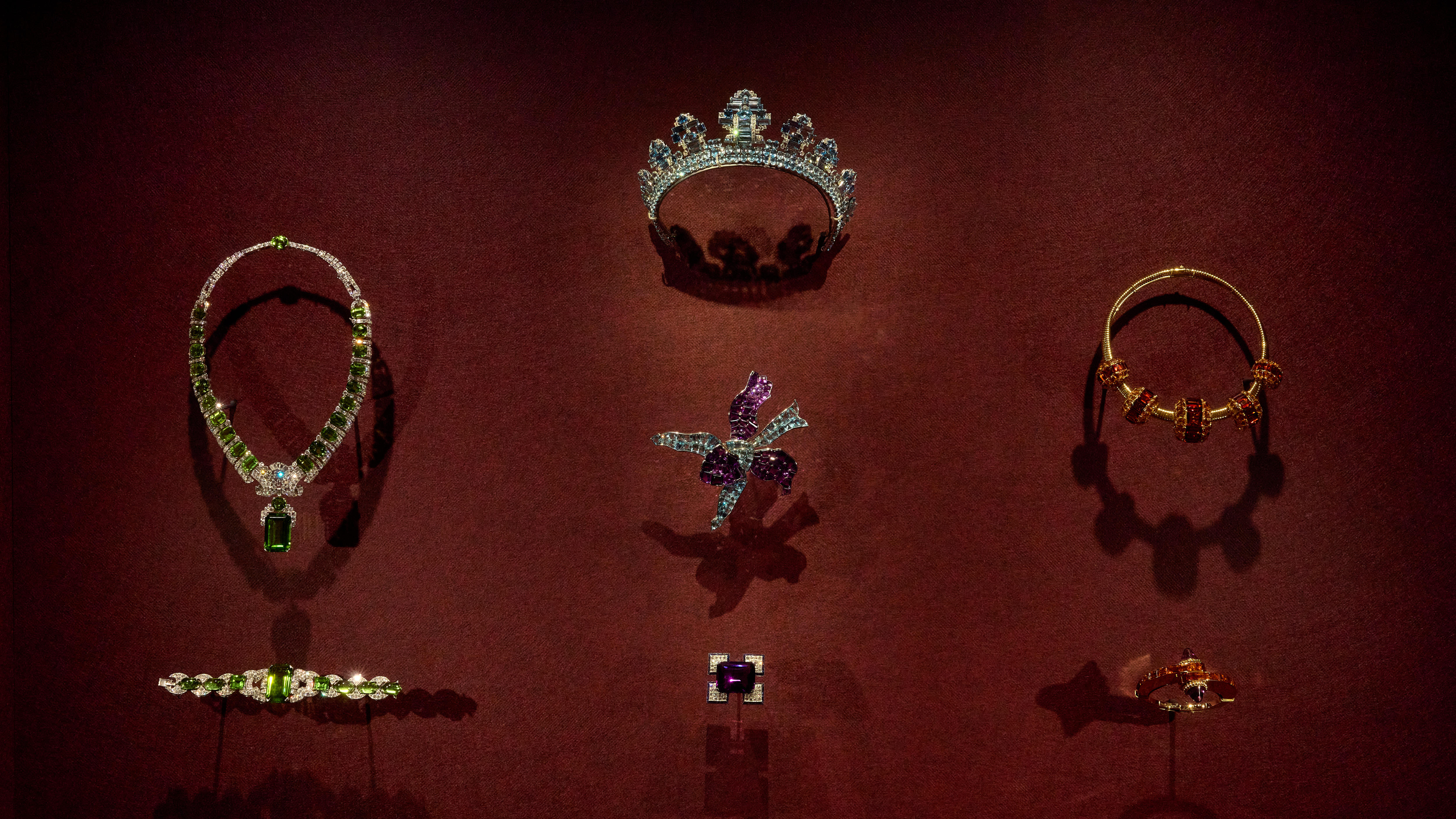 Jewels on display at the NGV's Cartier exhibition
