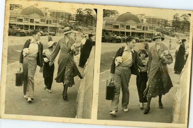 A pair of black and white photographs depicting Sydney around the time of the Second World War.