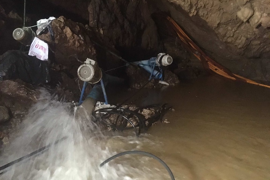 Water pumps inside a cave
