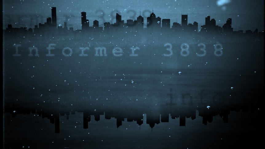 A mirrored silhouette of a the Melbourne city skyline with Informer 3838 written in blue