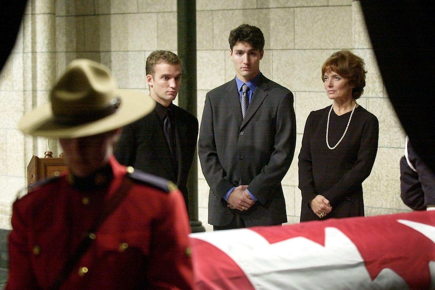 Justin Trudeau at the funeral of his father Pierre