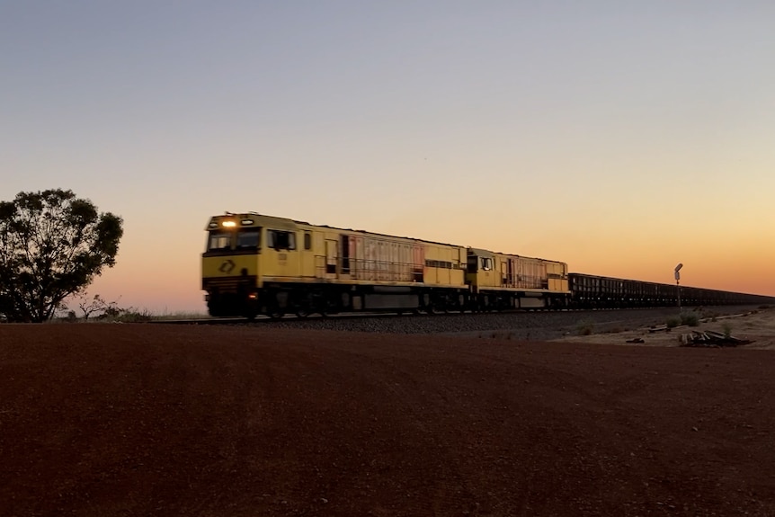 rail train at dusk