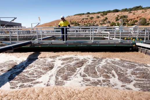 Testing underway at a wastewater treatment plant.