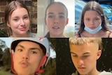 A composite image of five teenagers