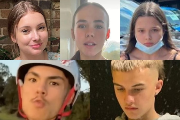 A composite image of five teenagers