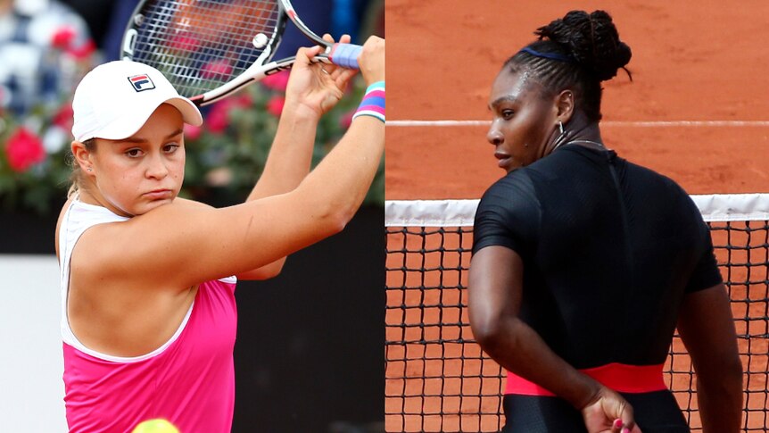 Composite of Ash Barty and Serena Williams