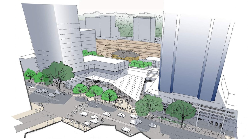 A sketch of the new-look Brisbane Transit Centre incorporating the BaT tunnel.