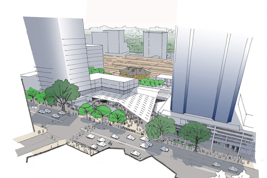 A sketch of the new-look Brisbane Transit Centre incorporating the BaT tunnel.