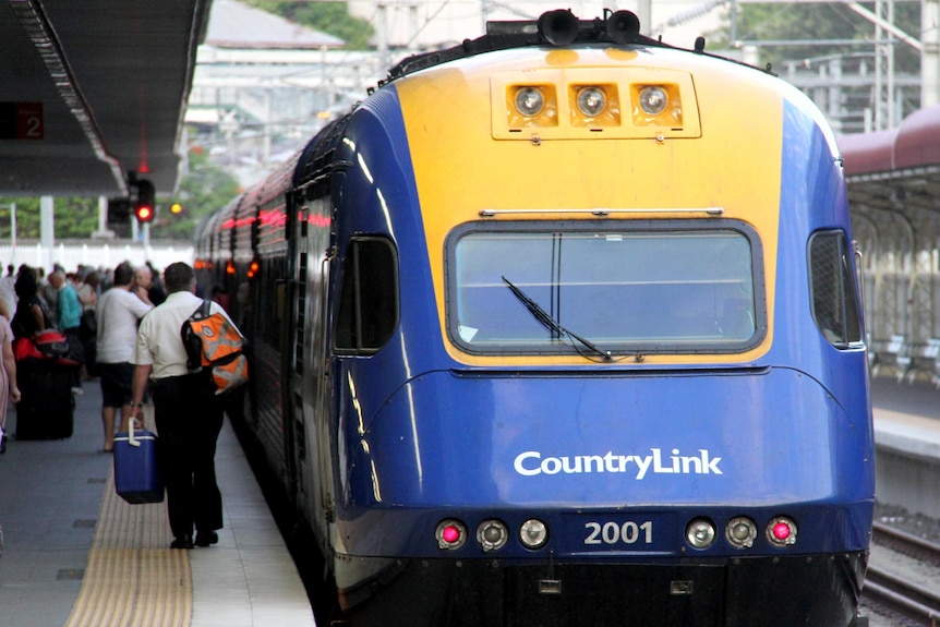 CountryLink train at Roma Street Railway Station in Brisbane.
