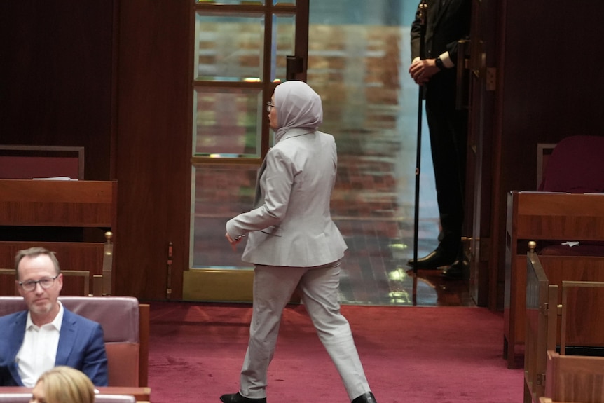 Payman walks across the senate.